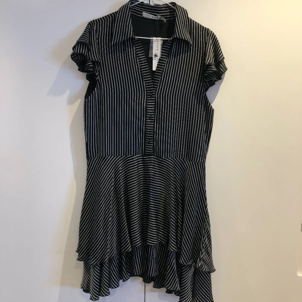 Alice + Olivia Black White Striped Dress - Picture 5 of 7